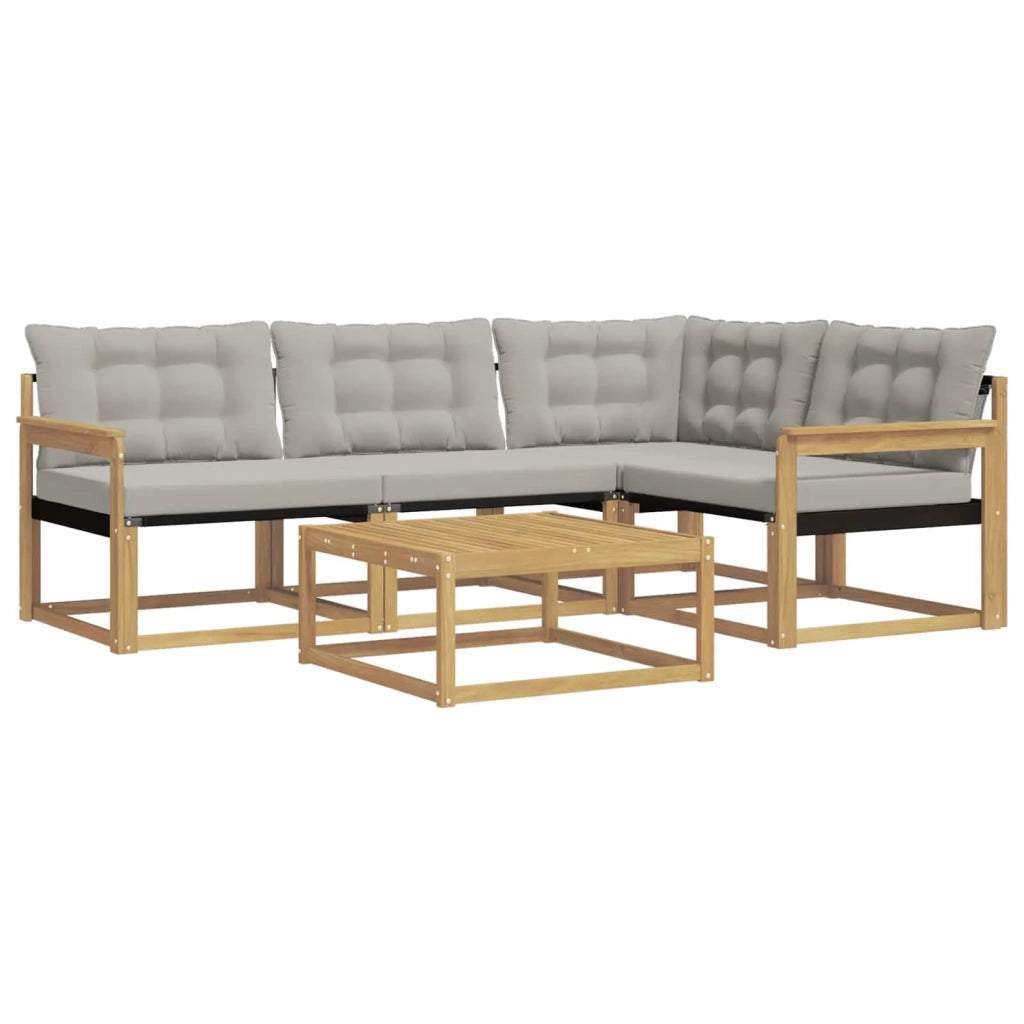 Set di divani da esterno 5 pz Bianco e Grigio Chiaro 3388653