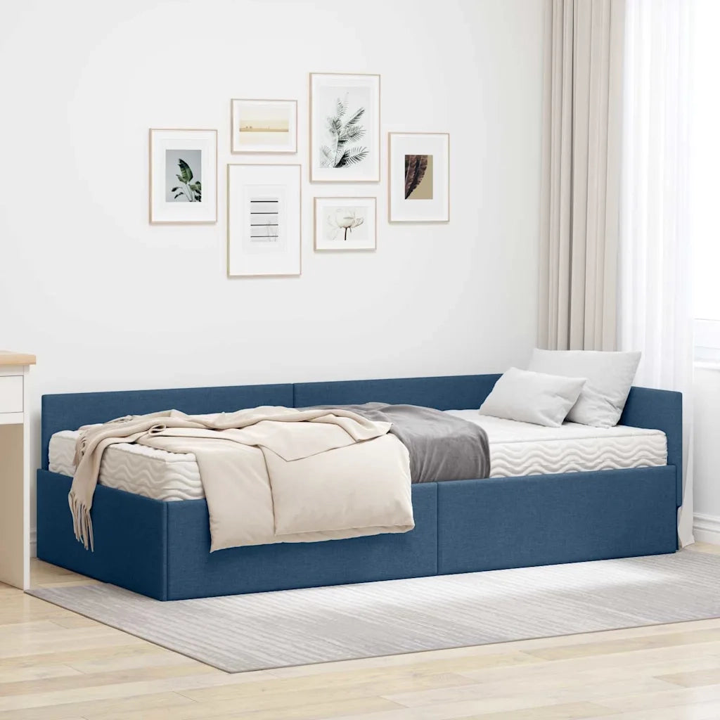 Struttura Letto Angolare con Materasso Altro 2 pcs Blu Tessuto 3393604