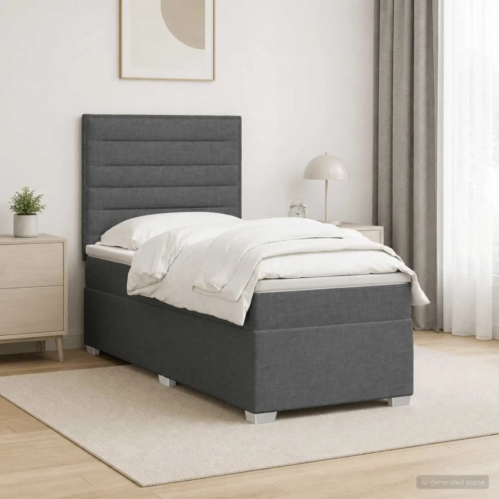 Letto box spring con materasso Grigio Scuro 80 x 200 cm Tessuto 3454734