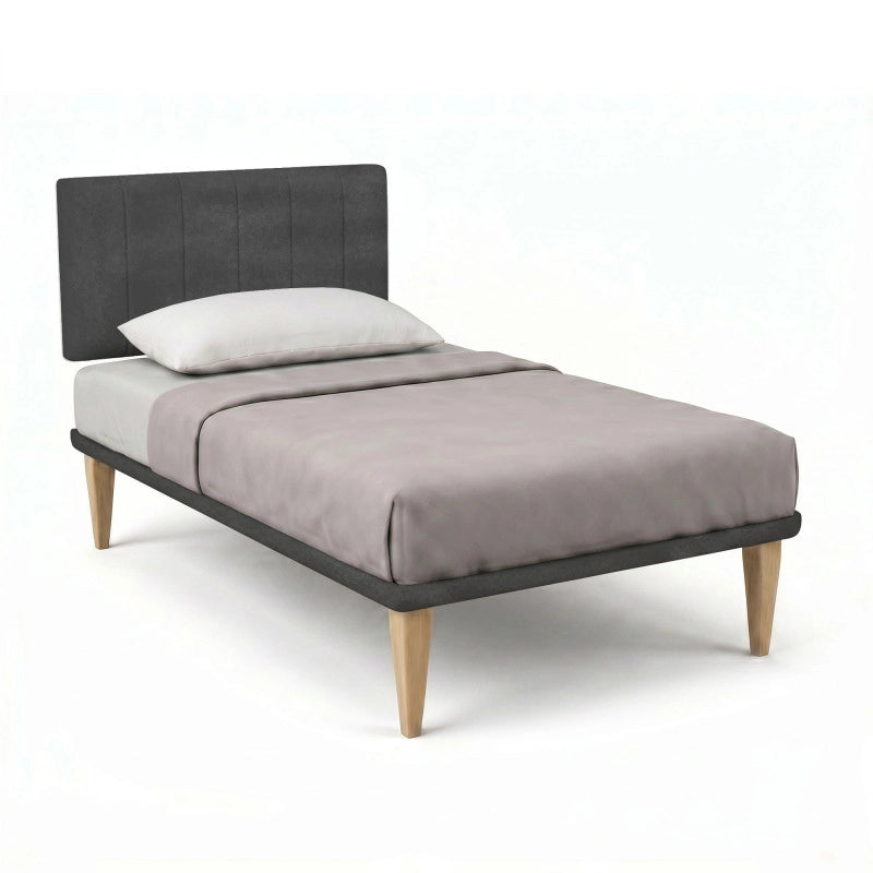 Letto imbottito Singolo 80x200 cm Vertical - Con rete,Microfibra,Grigio