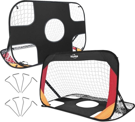 Set di reti da calcio da installare - coppia in colori nazionali tedeschi - rete da calcio per giardino - ideale per bambini - adatta per allenamento - giochi