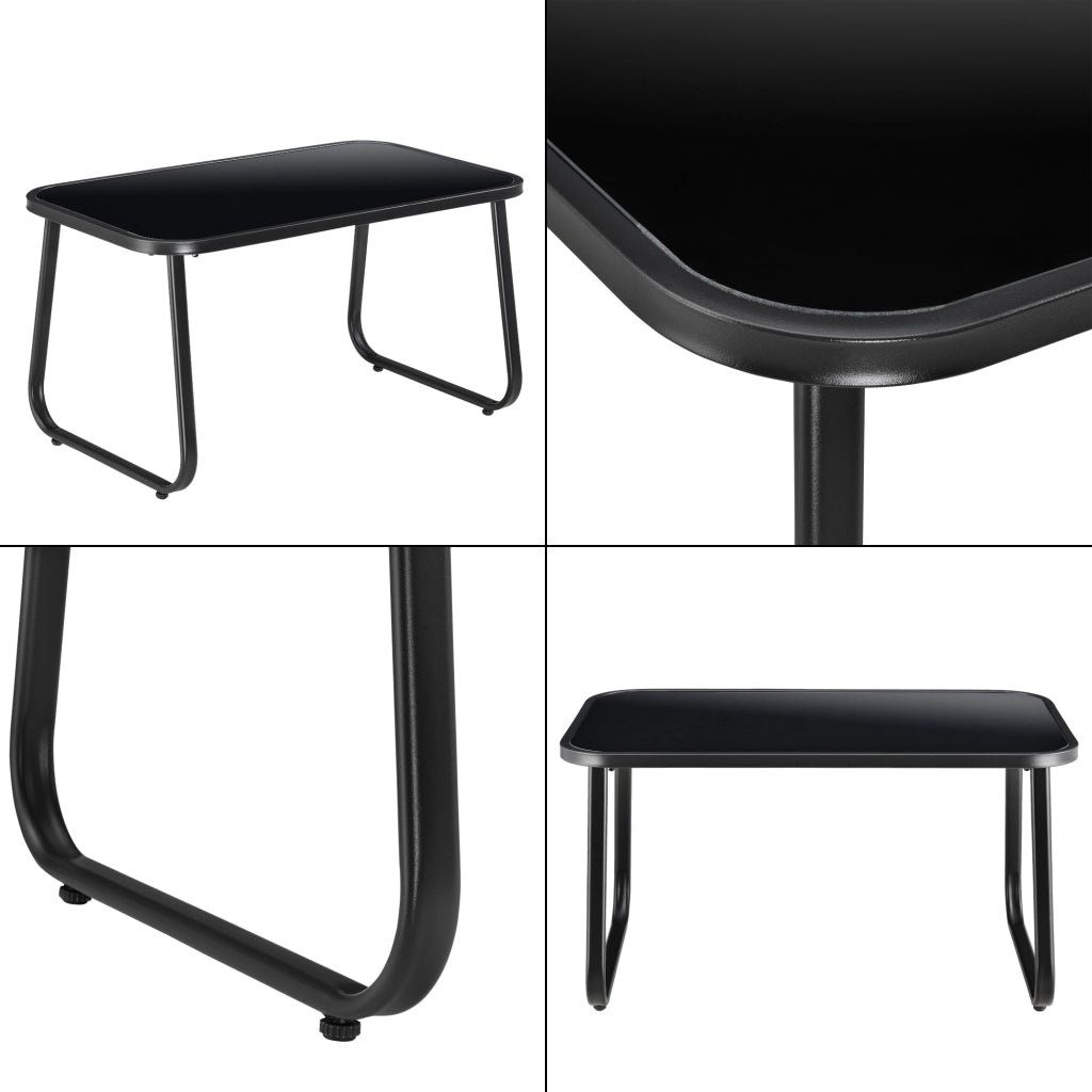 Set Palencia di Mobili da Giardino Tavolino Divano e 2 Sedie da Esterno - Grigio Chiaro/Nero [en.casa]