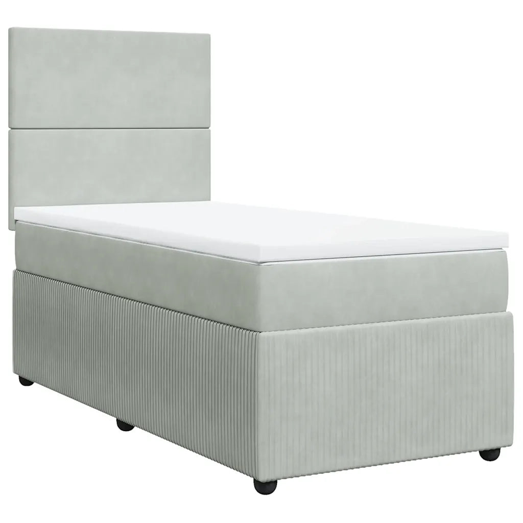Giroletto a Molle con Materasso Grigio Chiaro 90x200 cm Velluto