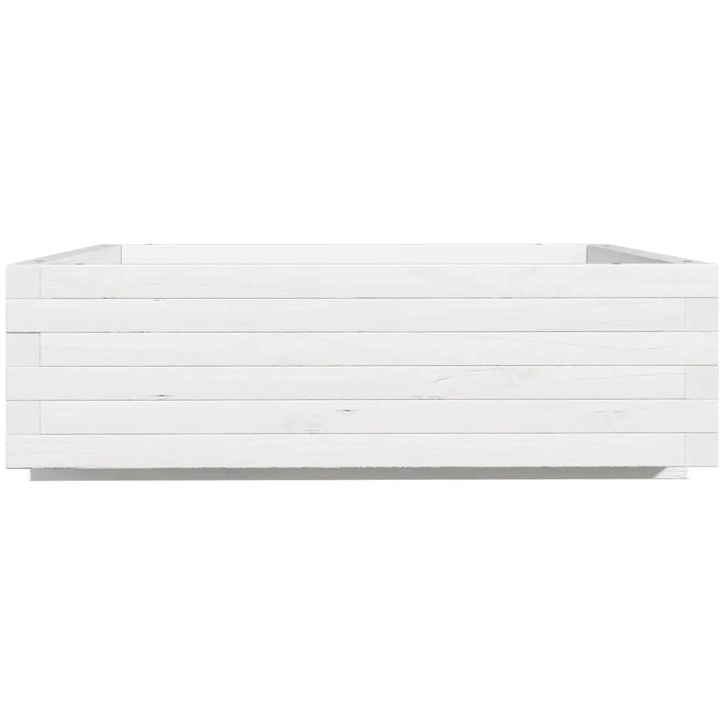 Fioriera | Cassetta per fiori | Vaso da Giardino Bianca 80x80x26,5cm Legno Massello di Pino