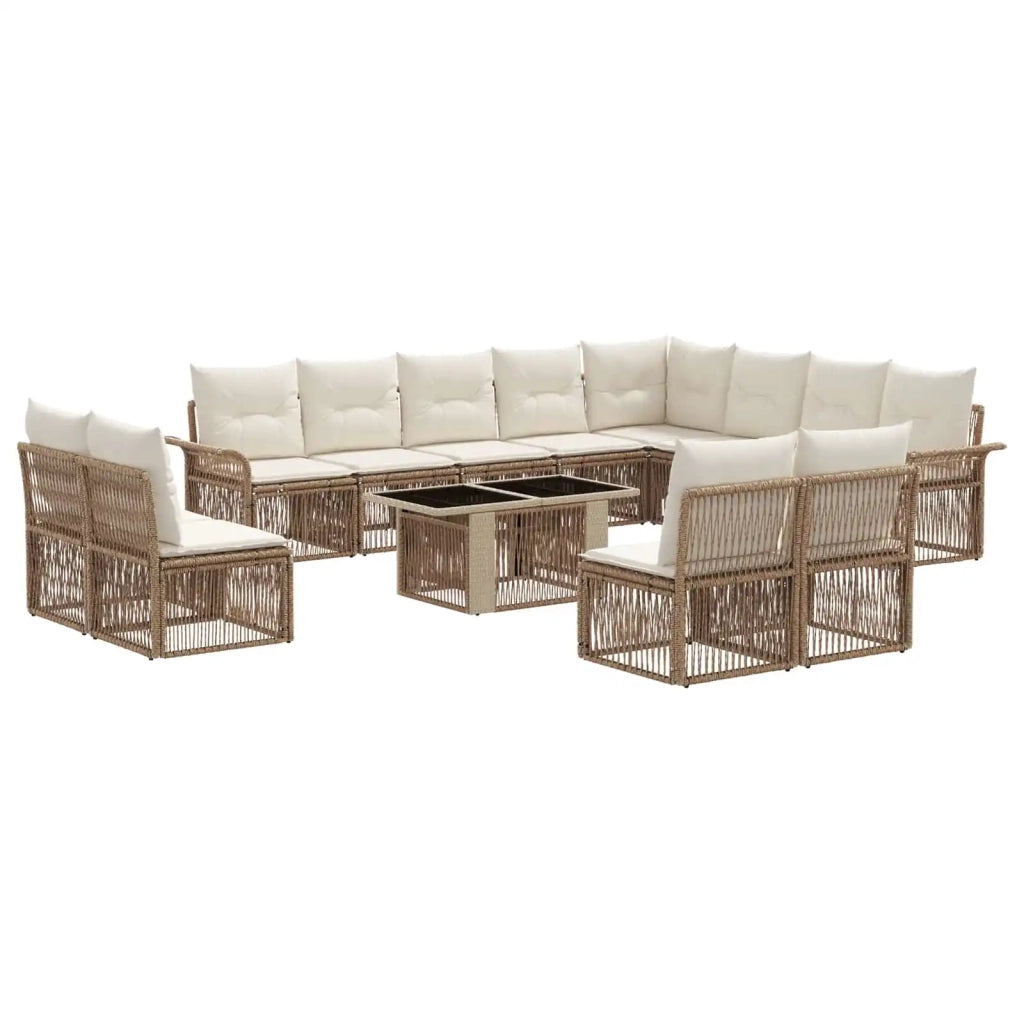 Set Divano da Giardino 13 pz Beige e Bianco Crema polyrattan 3436713