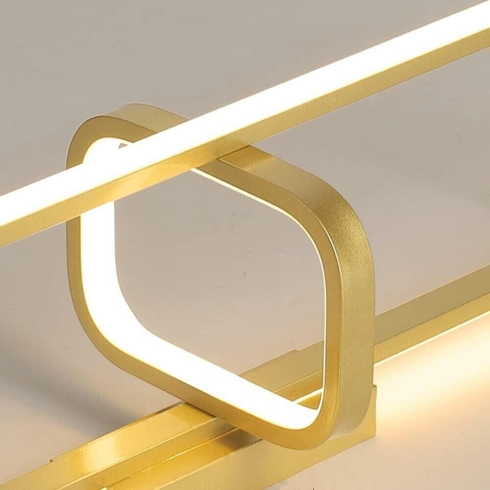 Trade Shop - Plafoniera Led 32 W Rettangolare Oro Design Moderno Lampadario A Soffitto 50224 -