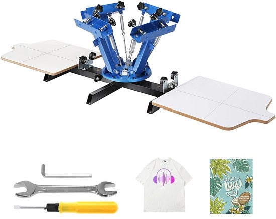 Stampante a sottile - Macchina per stampa a sottile - Rotazione 360° - 54x45cm - Stampa a sottile - Regolazione della tensione - 4 colori 2 stazioni