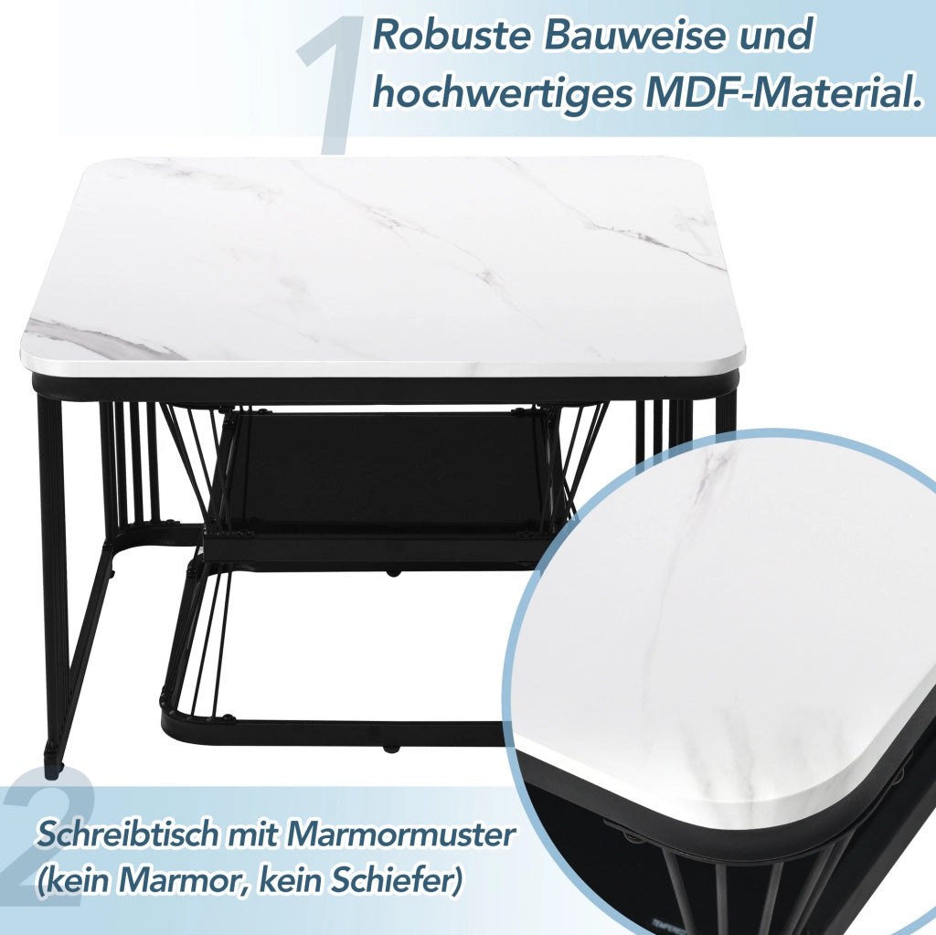 Set di 2 tavolini moderni bianchi con effetto marmo