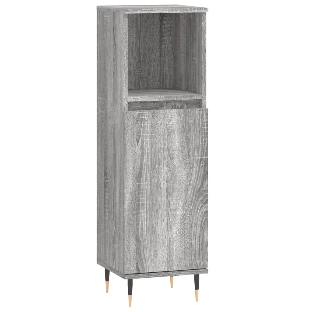 Mobiletto da bagno moderno 30 x 30 x 100 cm contenitore flessibile gambe in ferro stile industriale legno Sonoma grigio 02_0049001