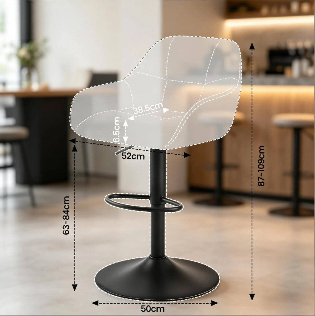 Set di 2 sgabelli da bar girevoli regolabili, grigio scuro