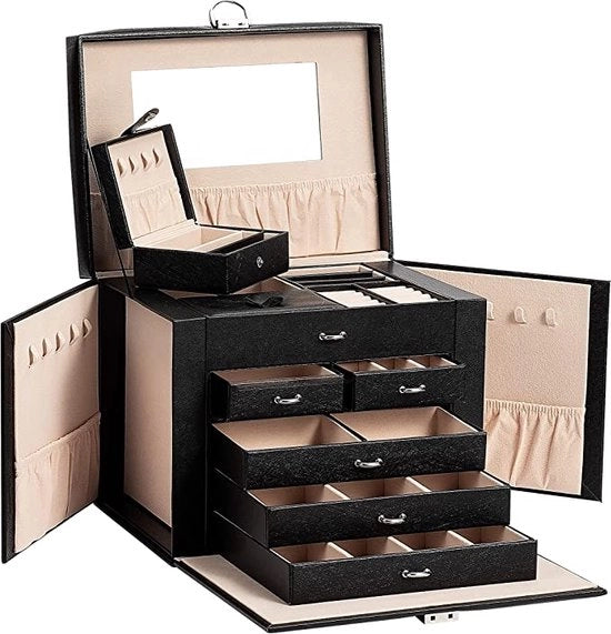 Cassettiera Portatile per Donne / Scatola per Orecchini e Anelli - Cassettiera con Cassetti per Collane, Orecchini, Anelli