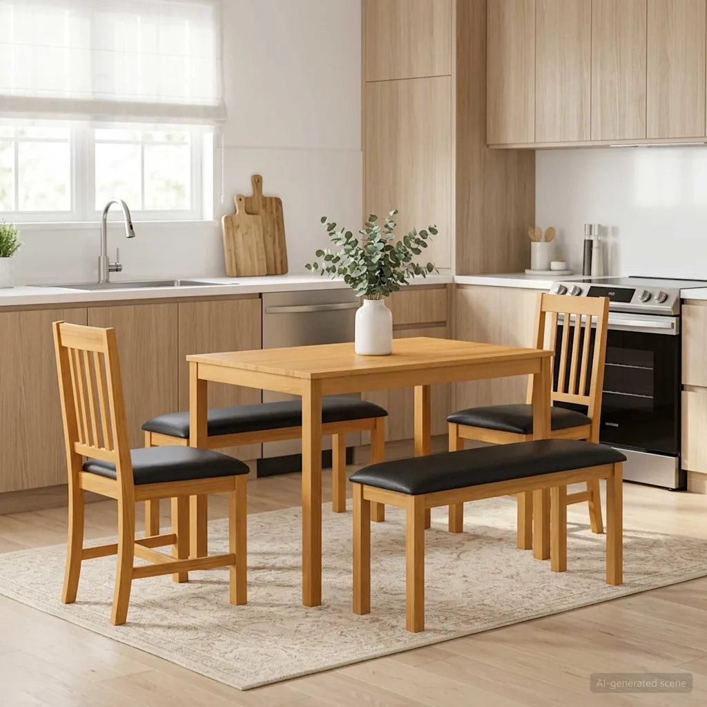 Set da pranzo 4 pz Nero Legno di Quercia Massello 3430295
