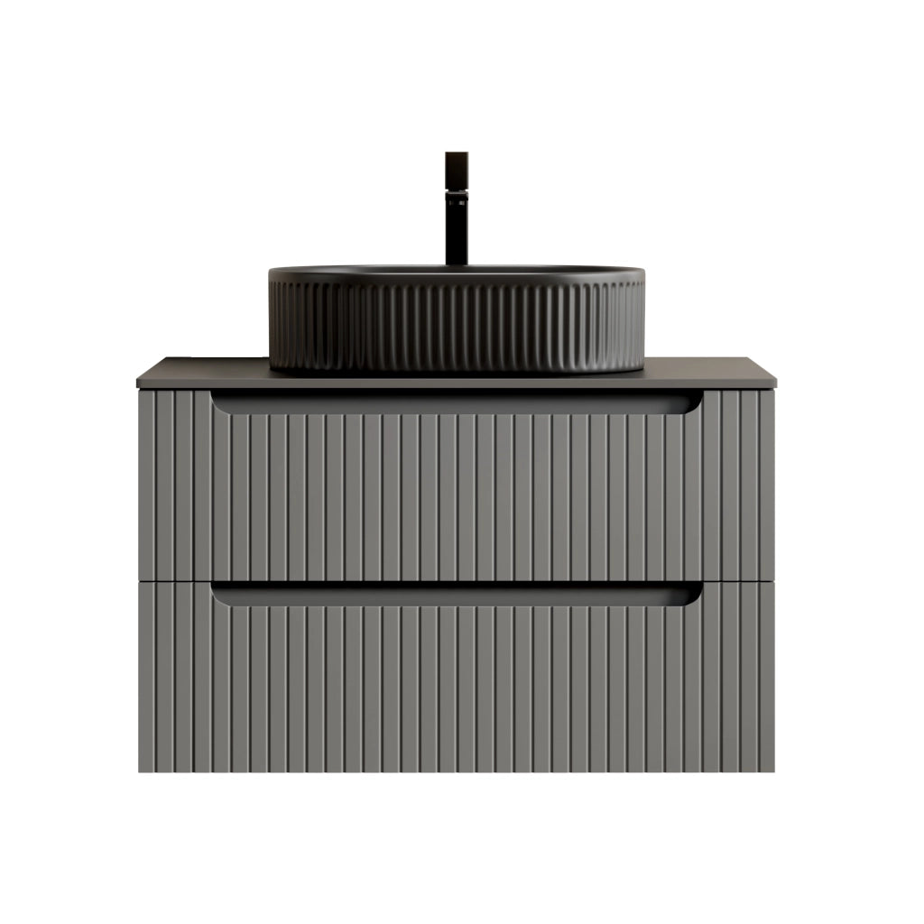 Mobile bagno sospeso con 2 cassetti e lavabo ovale in ceramica con chiusura ammortizzata per bagno 80×46×62.2 cm
