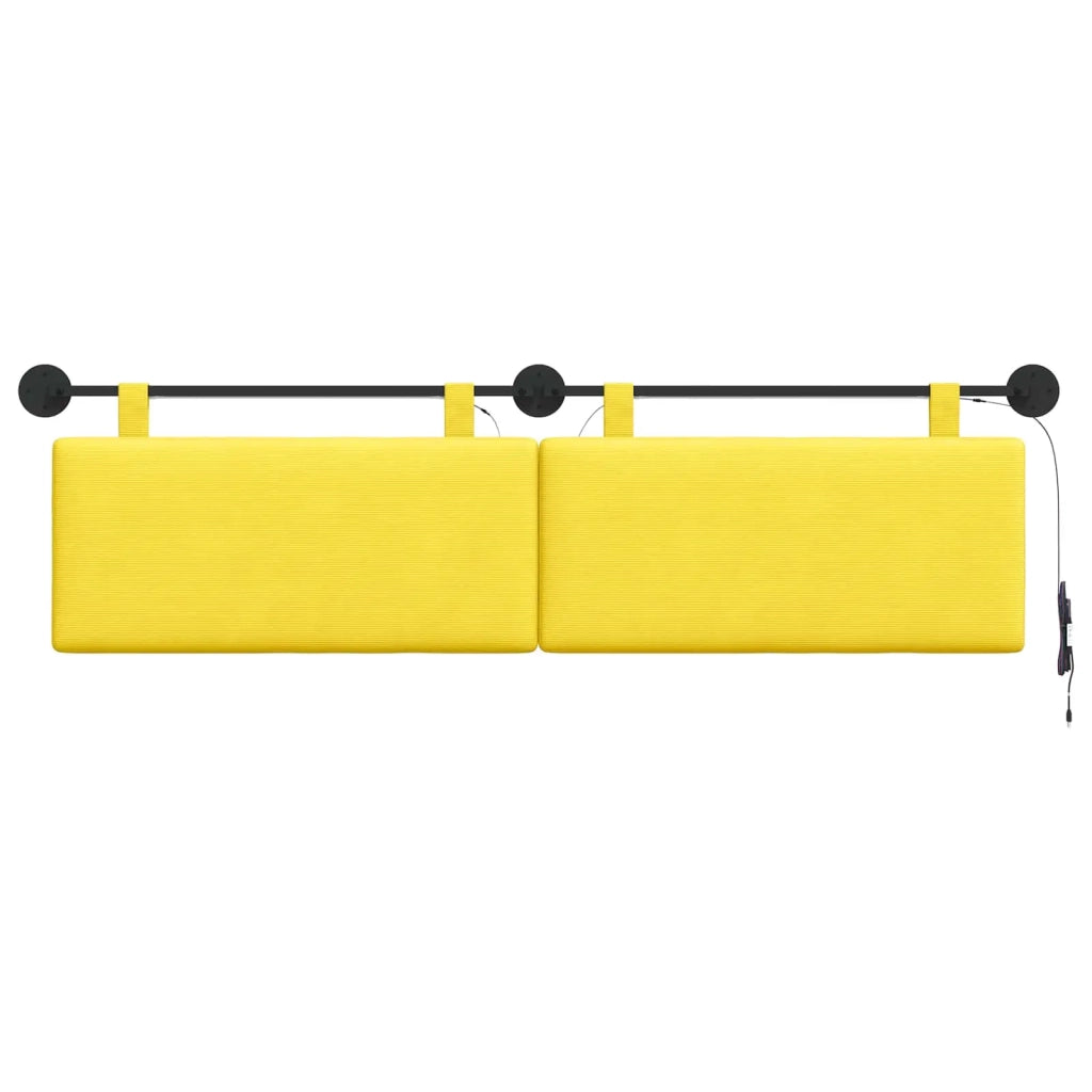 Testiera sospesa Con luce LED Giallo Chiaro Tessuto in Cords 3424323