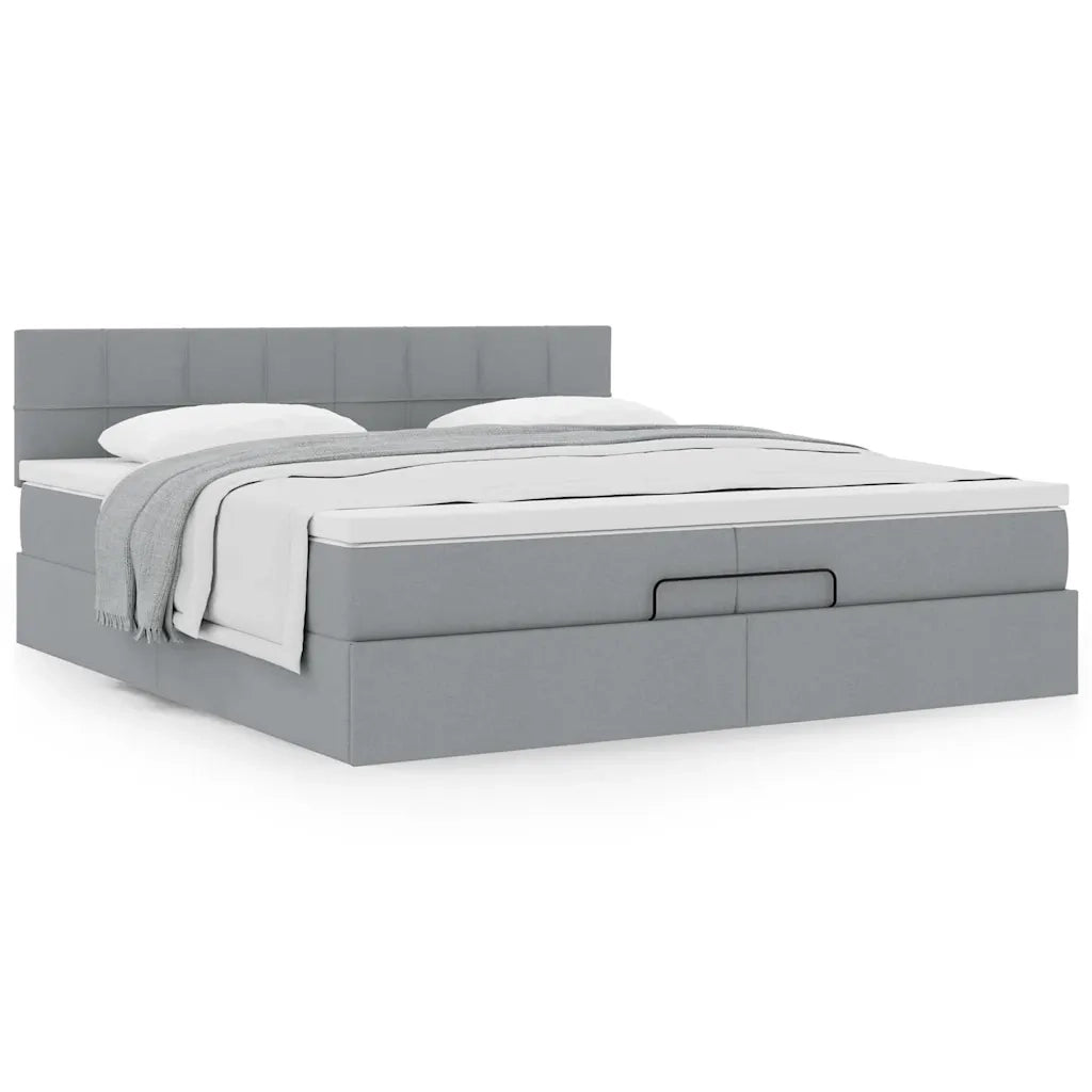 Struttura Letto Pouf con Materasso 200x200 cm in Tessuto 3311484
