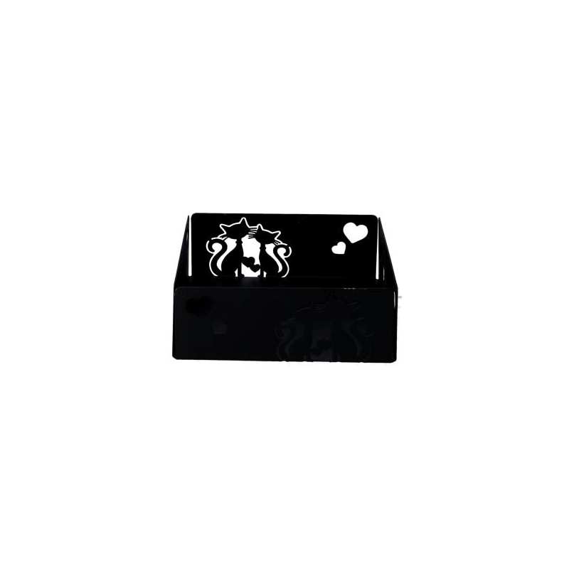 Portatovaglioli metallo gatti nero quadrato cm 16,5x16,5h6