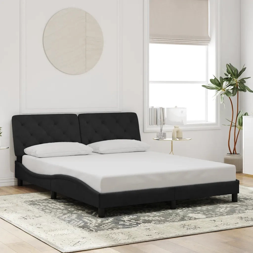 Giroletto senza Materasso-Struttura Letto Nero 160x200 cm in Velluto 615489