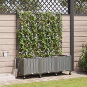 Vaso da Giardino con Irrigazione e Ruote 3 pz Grigio Chiaro PP 3423094