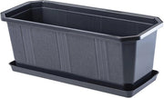 Piantagione rettangolare con sottopiantagione per interni ed esterni – Ciotola per piante in plastica duraturo (40 cm, antracite)