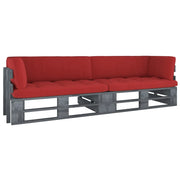Divano 2 Posti su Pallet con Cuscini in Pino Impregnato Grigio cod mxl 42275
