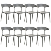 Set di 8 sedie polipropilene resistente colore grigio per interno ed esterno stile moderno