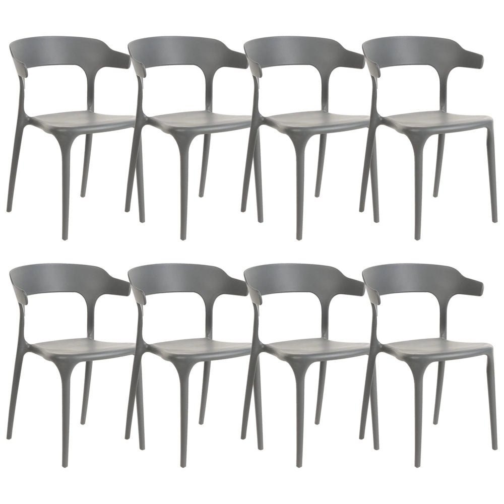 Set di 8 sedie polipropilene resistente colore grigio per interno ed esterno stile moderno