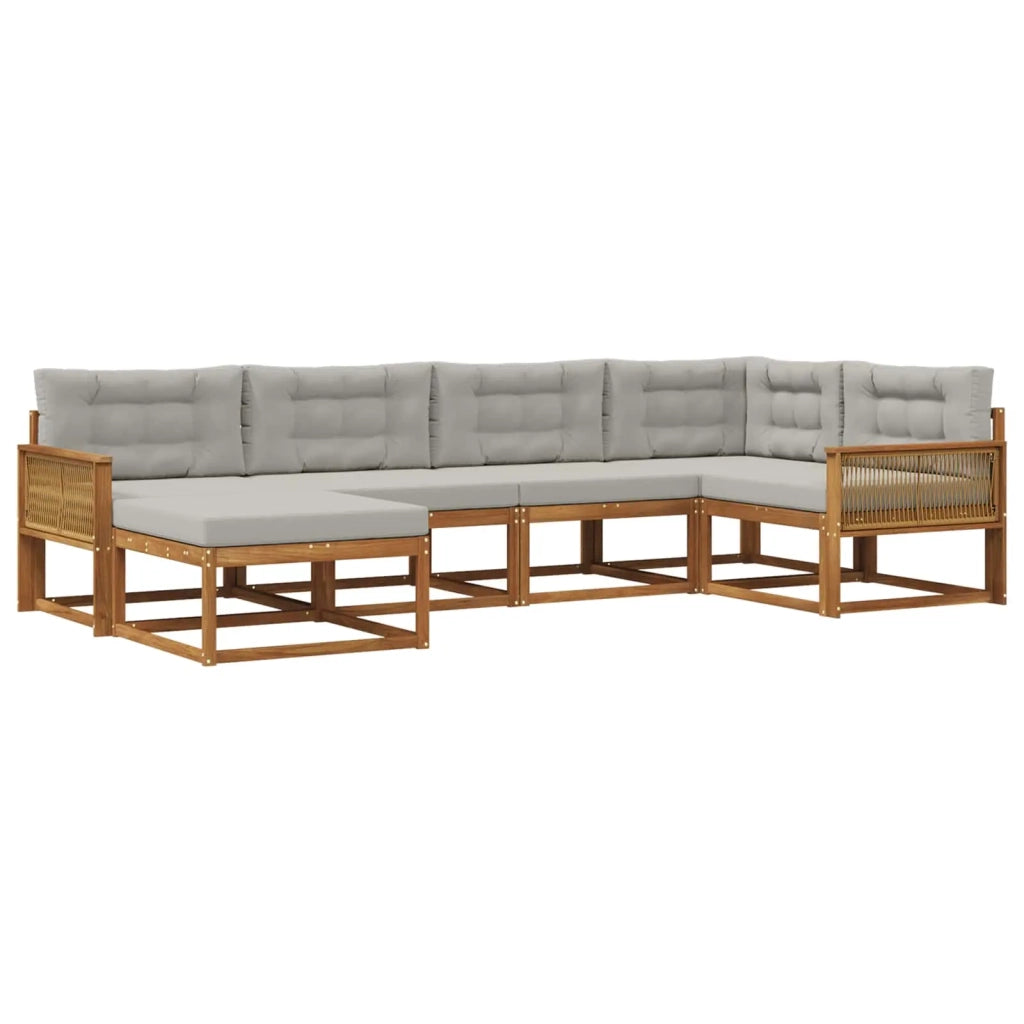 Set di divani da esterno 6 pz Naturale e Grigio chiaro 3382709