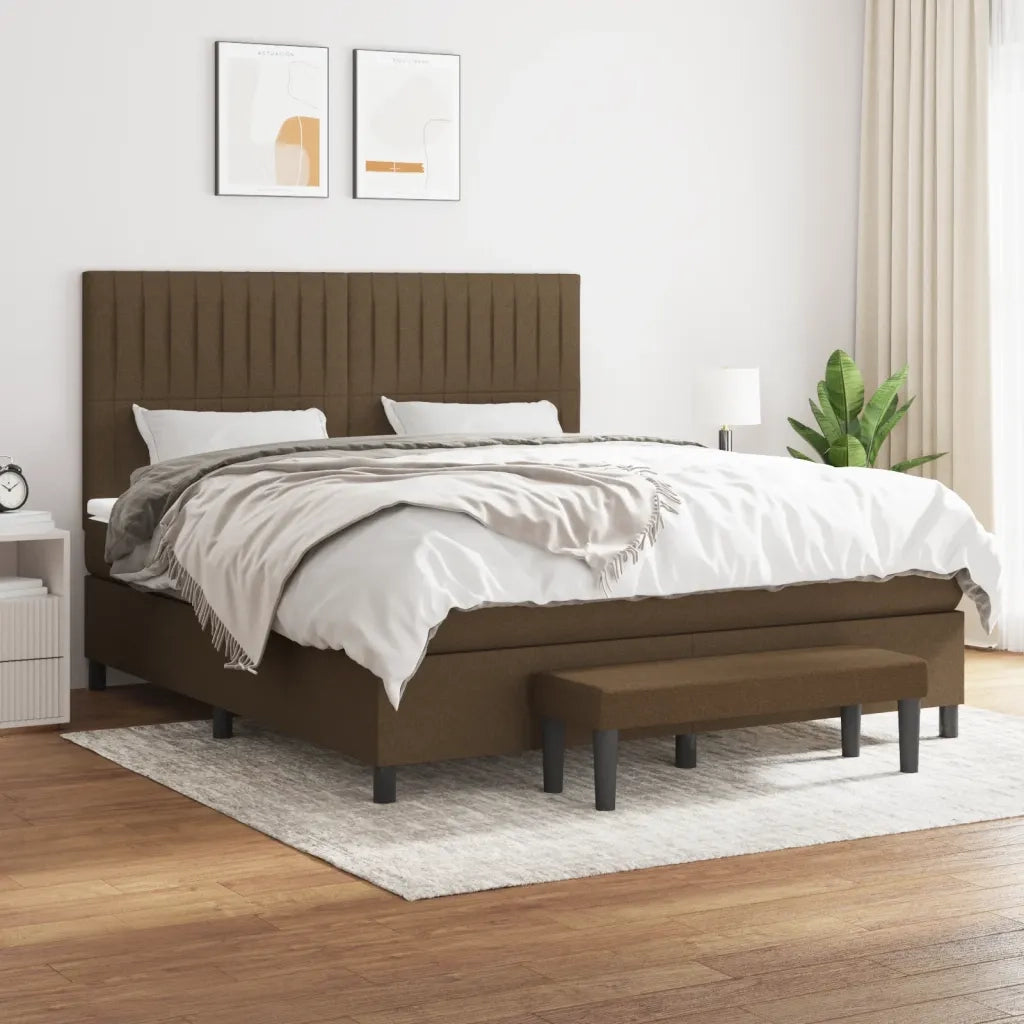 Giroletto a Molle con Materasso Marrone Scuro 180x200cm Tessuto