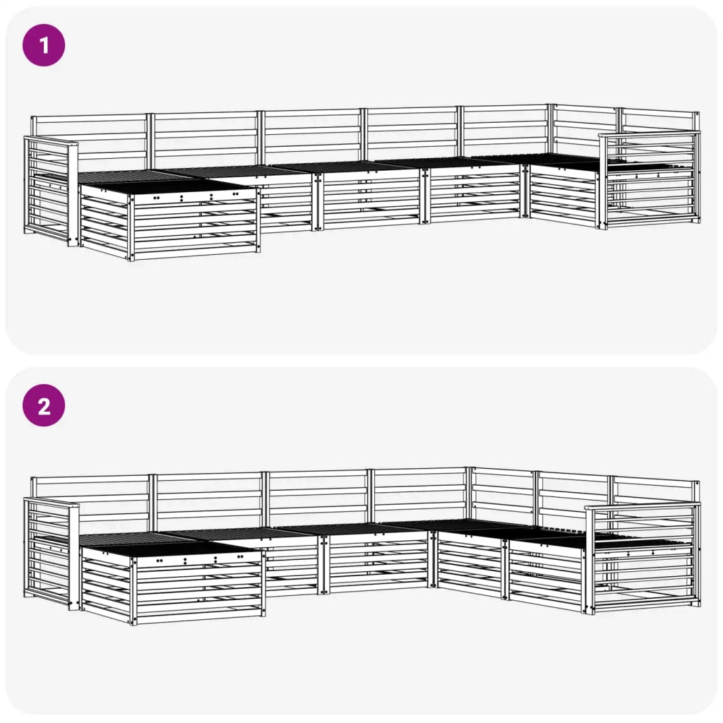 Set di divani da esterno 7 pcs Naturale