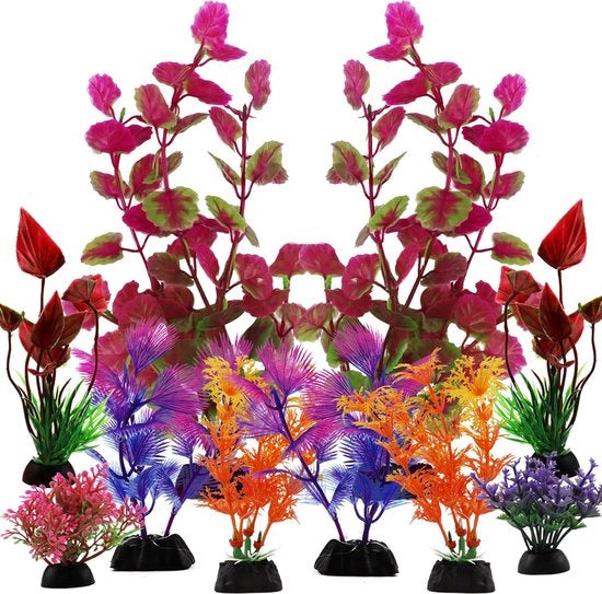 Decorazione per Acquario Set di 10 Piantine Colorate per Acquario