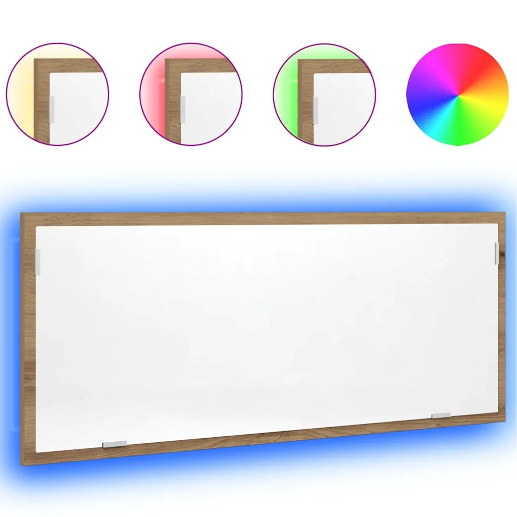Specchio Bagno LED-Specchio Decorativo Rovere Artigianale 100x8,5x37 cm Multistrato