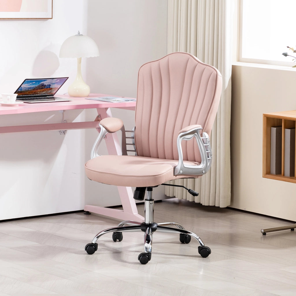Sedia da ufficio girevole con braccioli e schienale regolabile ¨C Minimal ¨C rosa