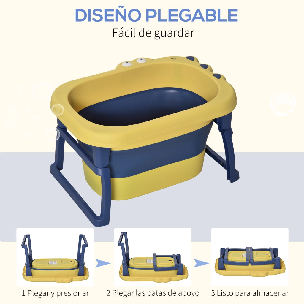 Vasca da bagno per bambini pieghevole ¨C zephmum ¨C giallo e blu 75.3x55.4x43 cm