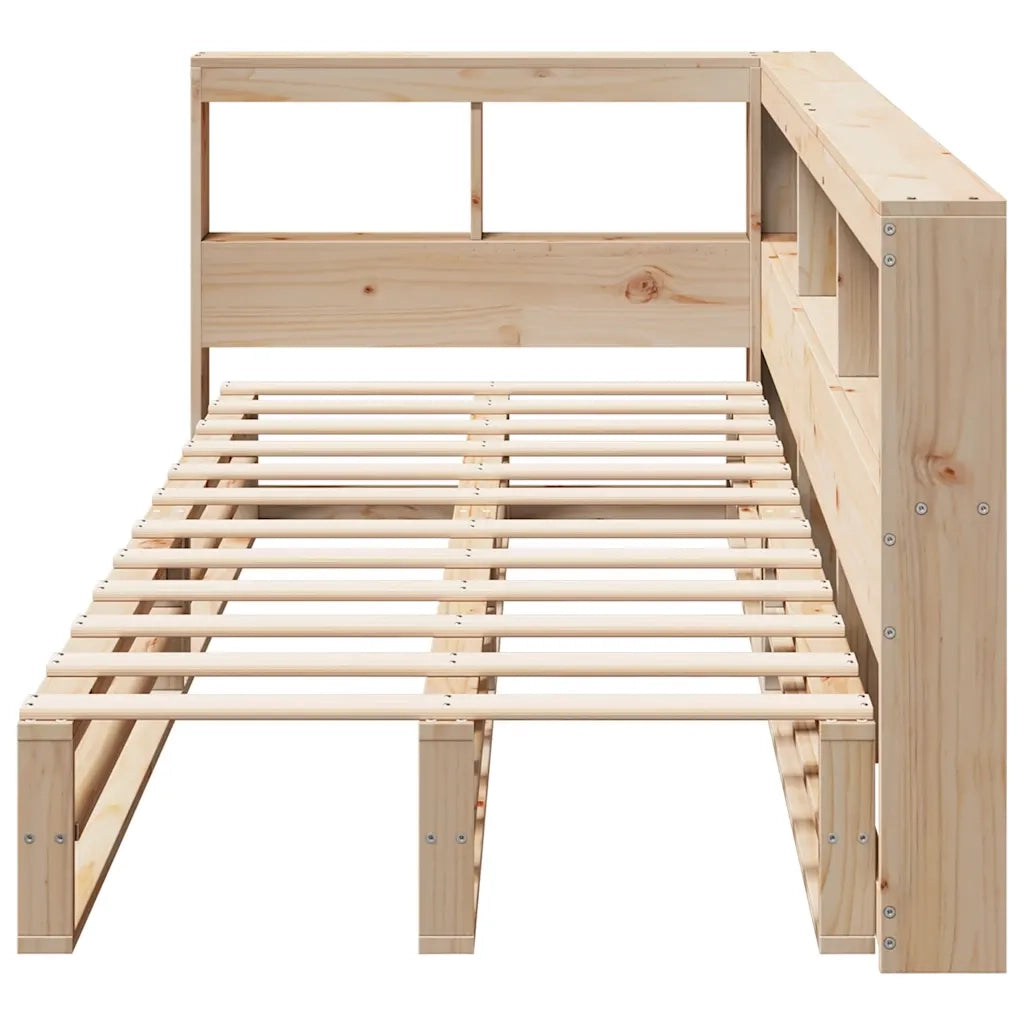 Letto Libreria senza Materasso-Struttura Letto con contenitore 90x190 cm Legno Massello Pino 472132