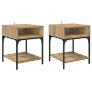 Set di 2 Comodini | Armadio da Notte | Mobiletto da notte Rovere artigianale 40 x 40 x 50 cm