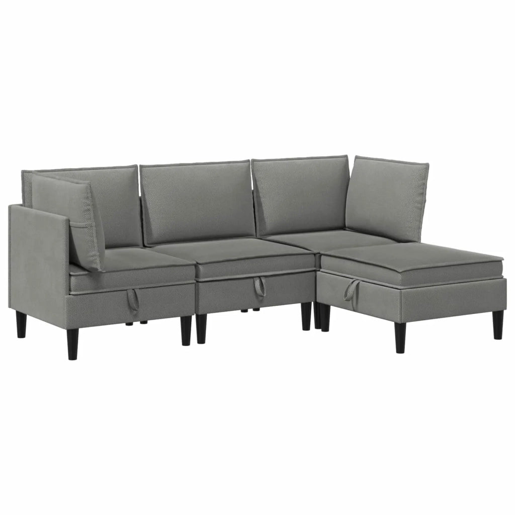 Set di mobili per il soggiorno 4 pcs Grigio scuro Tessuto