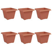 Fioriere | Cassetta per fiori | Vaso quadrato per fiori 6 pz Rosso Mattone 38 x 38 x 30 cm