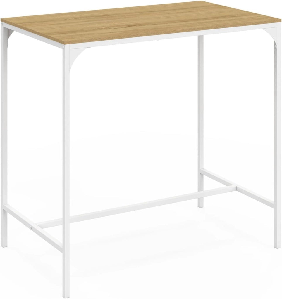 DETROIT Tavolo da bar alto 100 cm e 4 sedie da bar in legno e metallo bianco, design industriale