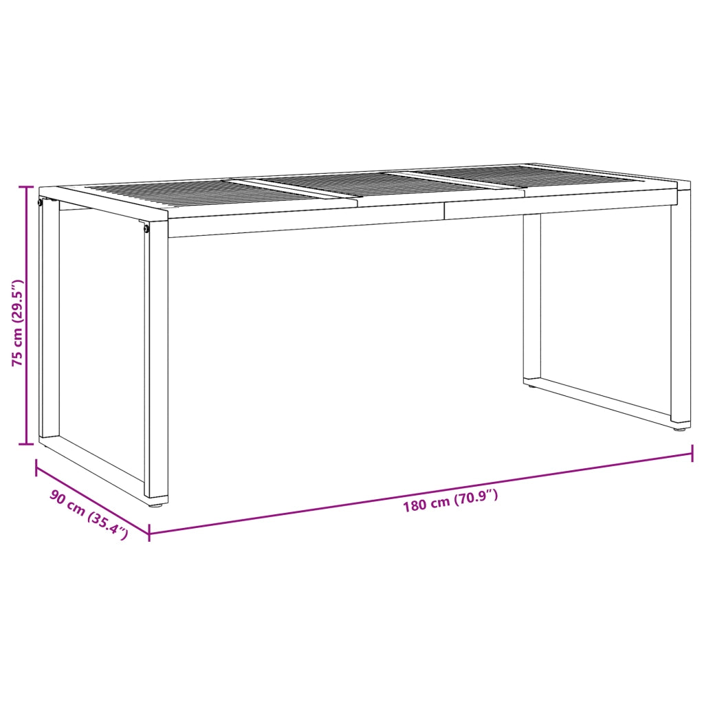 Tavolo da pranzo all'aperto  Grigio 180x90x75 cm Acciaio e Legno Massello di Acacia