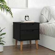 Armadio da Notte Nero 40 x 35 x 48 cm Legno di pino massiccio 42020932