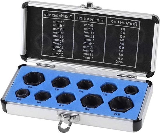 Set di chiavi a dente per danni di bullone 9-19 mm, 10 pezzi