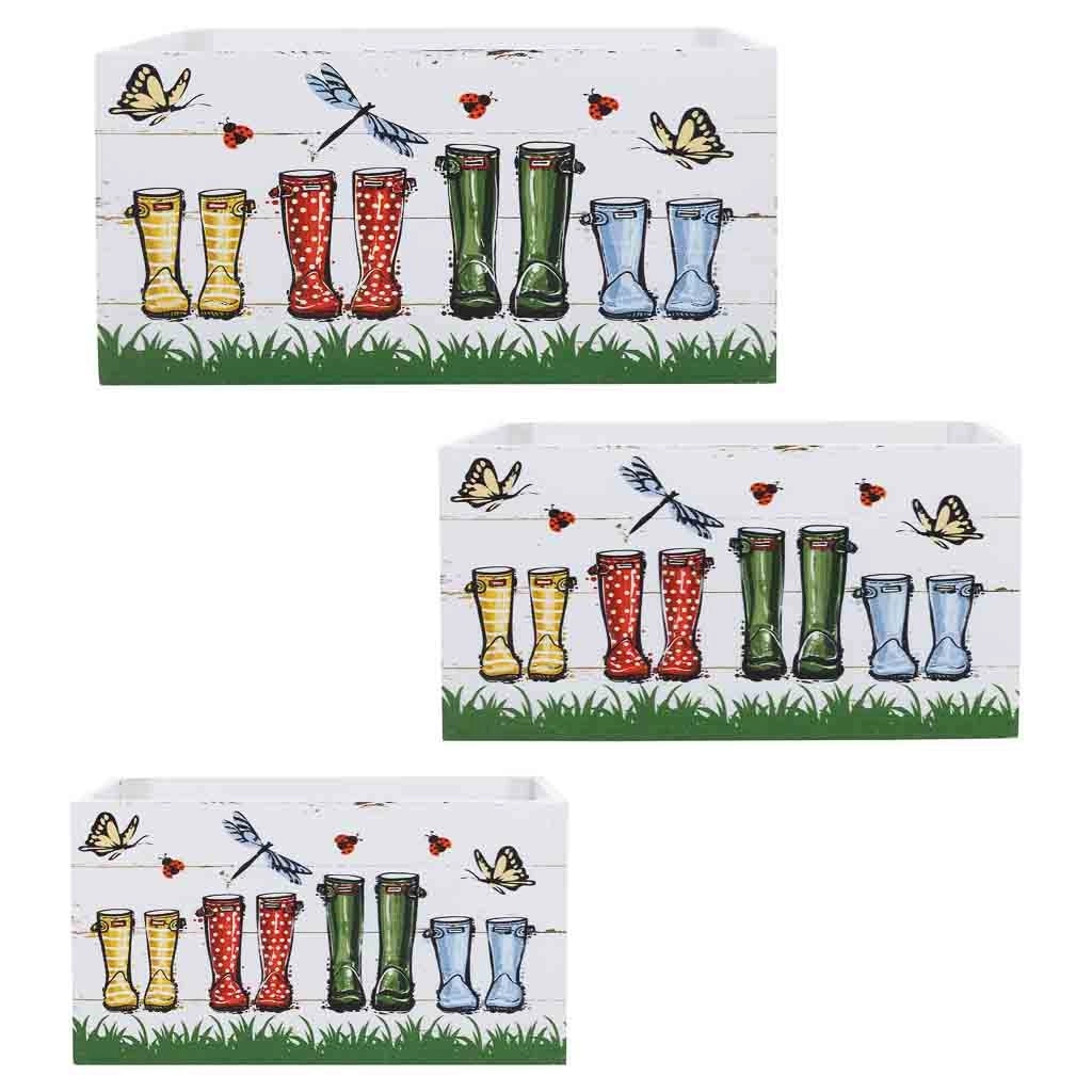 Set di 3 cassetti in legno multicolore 36x26x18h-31x21x16h-26x16x14h cm