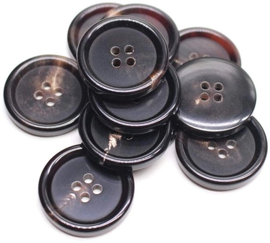 10 pezzi di bottoni in osso 25 mm marroni per borse, giacche, cappotti, uniformi (marrone)