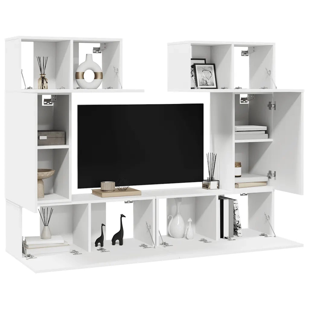 Set Mobili TV 6 pz Bianco in Truciolato cod mxl 33899