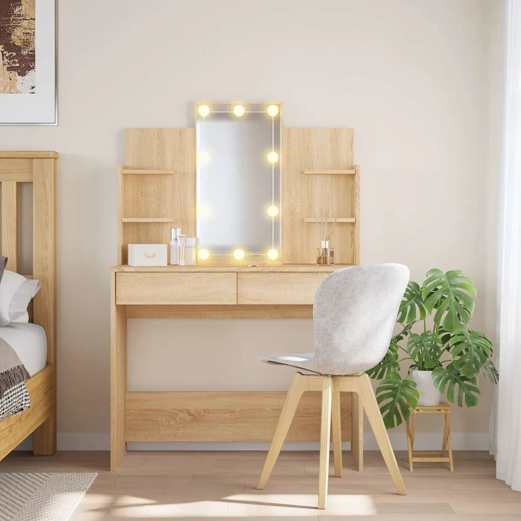 Toeletta con Luci LED Rovere Sonoma 96x40x142 cmcod mxl 106506