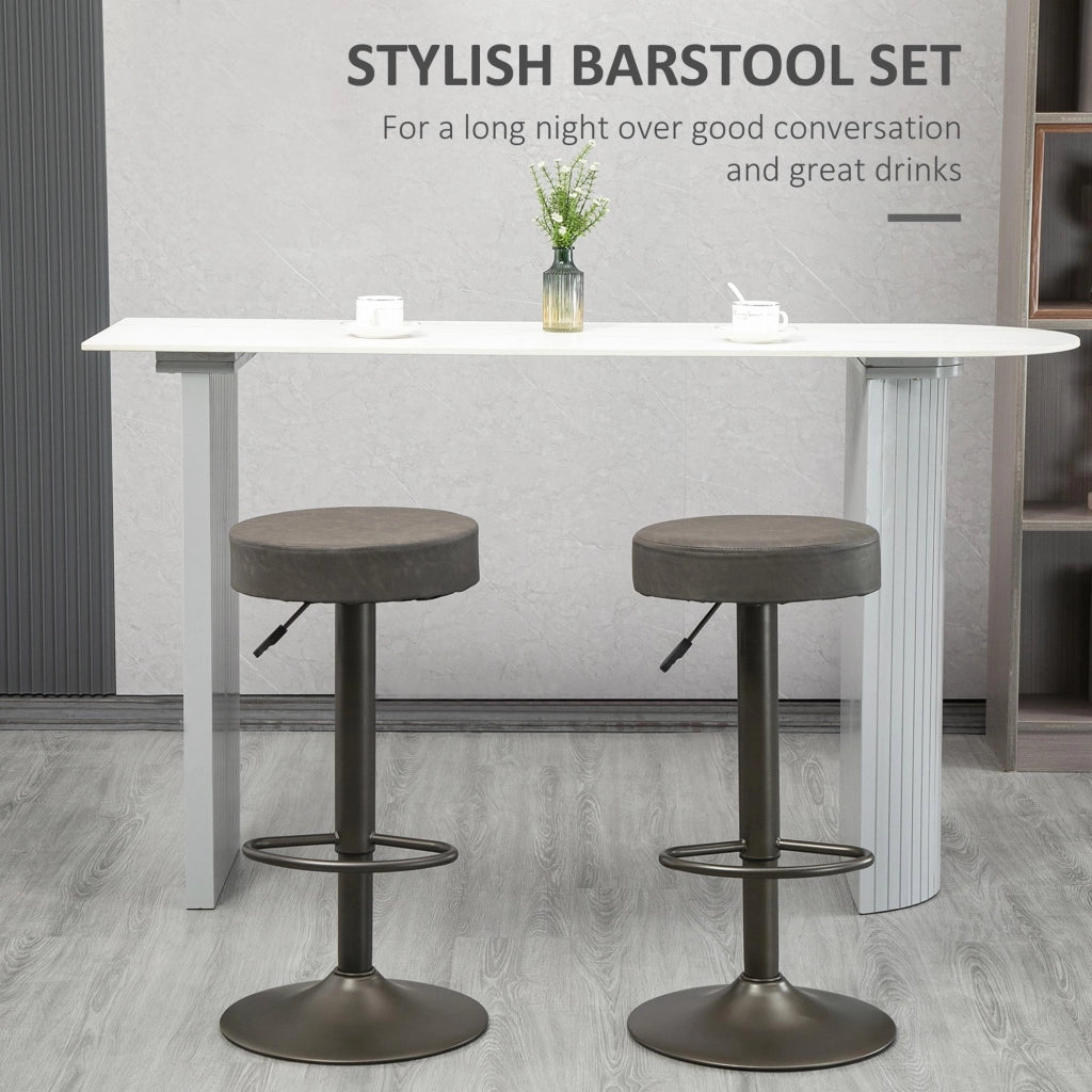 Set 2 Sgabelli Bar 35x36x64-85 cm con Poggiapiedi in Similpelle Grigio