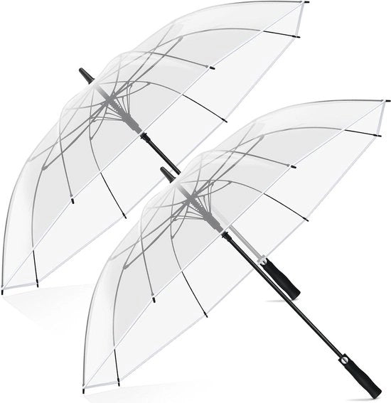 Due ombrelli trasparenti XXL diametro 130 cm - automatico - impermeabile e resistente al vento