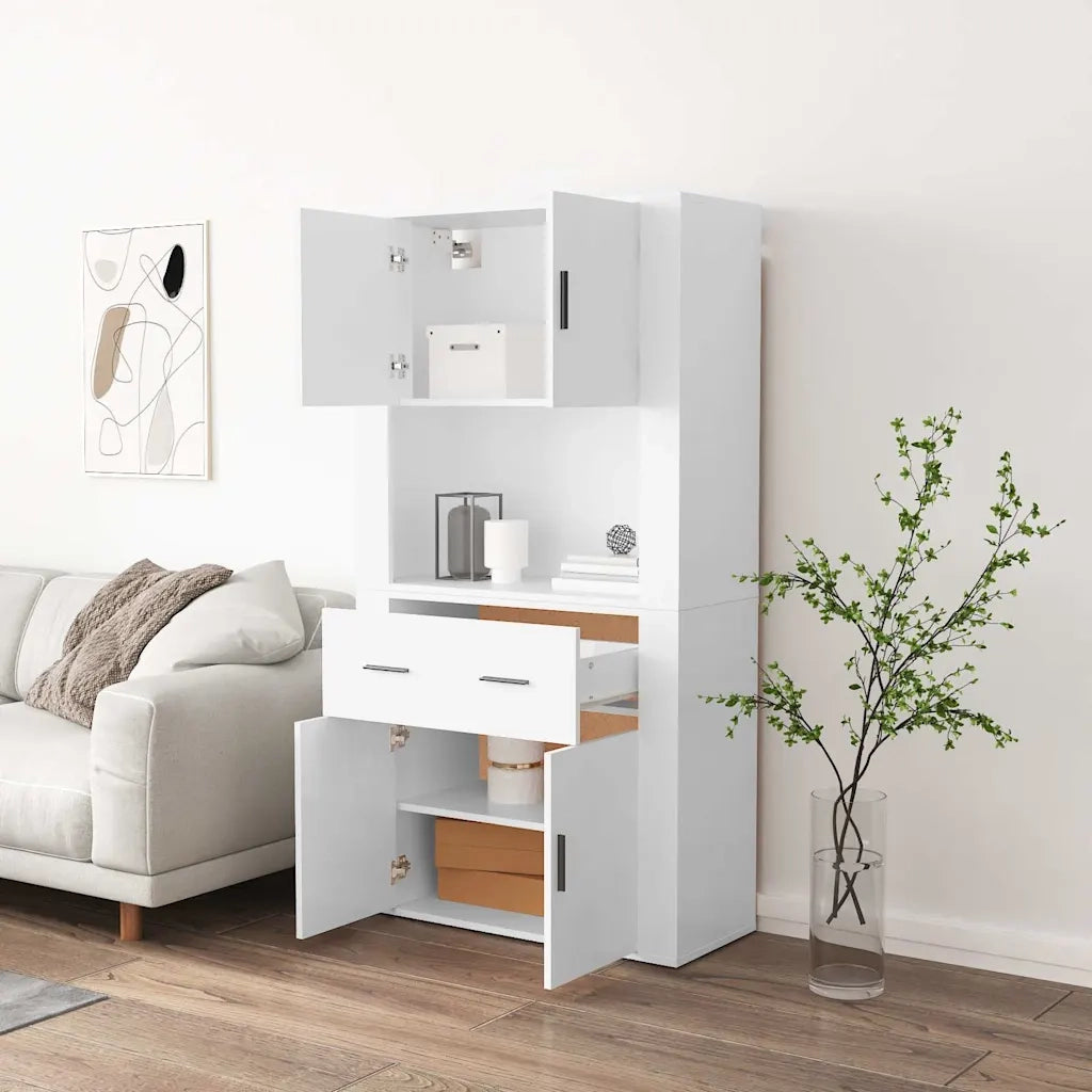 Credenza-Buffet-Armadio da cucina Bianca in Legno Multistrato 754476