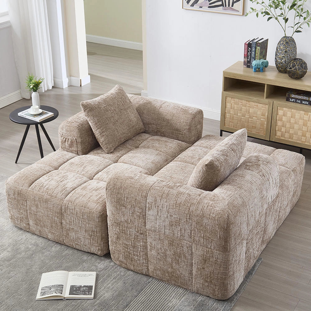 Chaise longue - Xylo - pronto uso con tasche laterali kaki