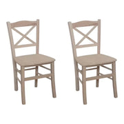 Set 2 sedie cucina classico legno grezzo seduta legno 43x46x88 - Mobili 2G